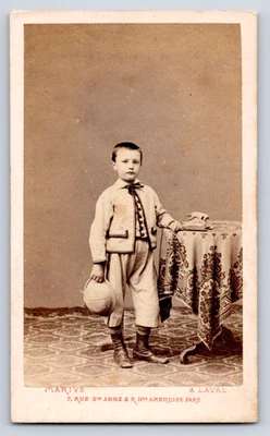CDV 1865 Petit garçon Élégant Costume Fantaisie galons Photo Laval Mode Enfant - Photo 1/4