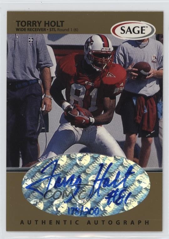 1999 SAGE Gold 178/200 Torry Holt #A21 Rookie Auto RC 0n64