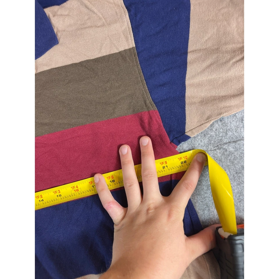 Camisa Polo OshKosh B'gosh De Colección Años 80 Para Hombres Grande Azul Caqui Rayas Golf Preppy Foto 4 de 4