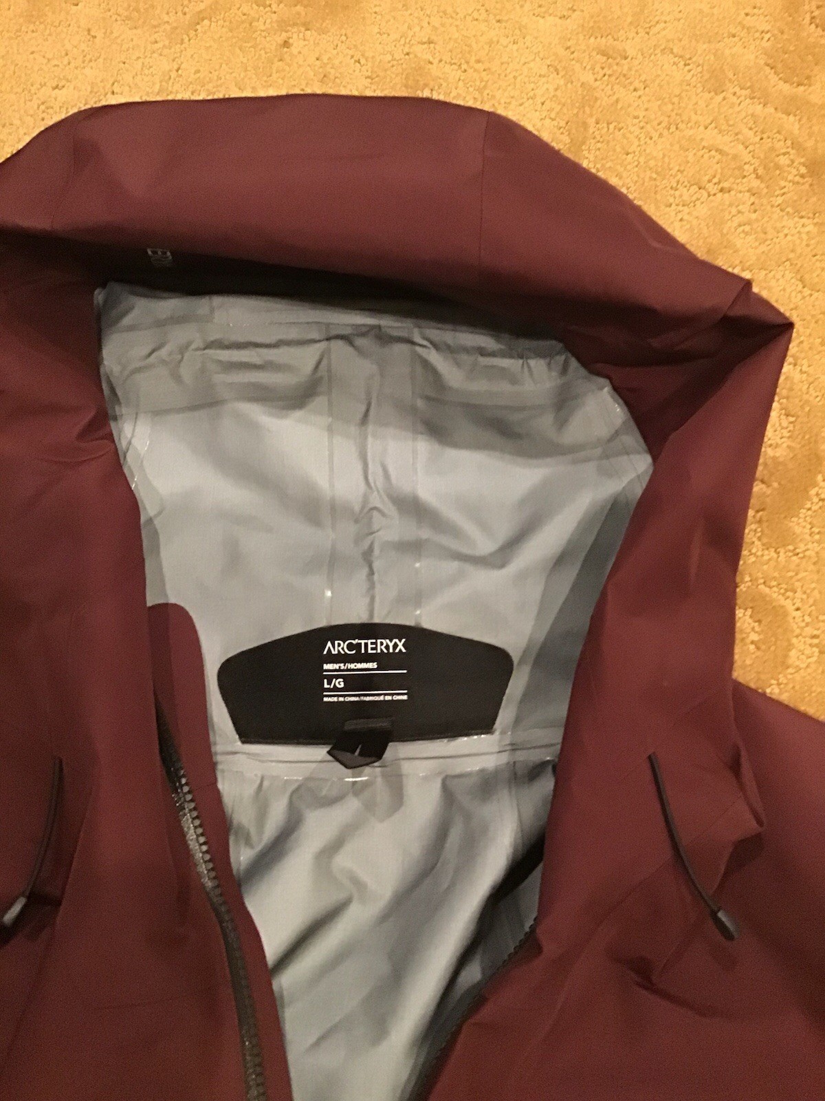 Giacca uomo Arc'Teryx Rush grande bordeaux nero nuova