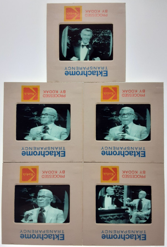 TV Screen Shots B&W George Burns on The Tonight Show: 1970's 35mm Slide LOT x5