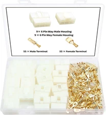 128 PCS 6.3mm 6 Pin Automotive Electrical Wire Connectors Kit, Male/Female Wire