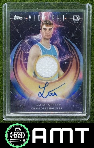 Liam McNeeley RC 2025-26 Topps Midnight Rookie Jersey Auto Hornets