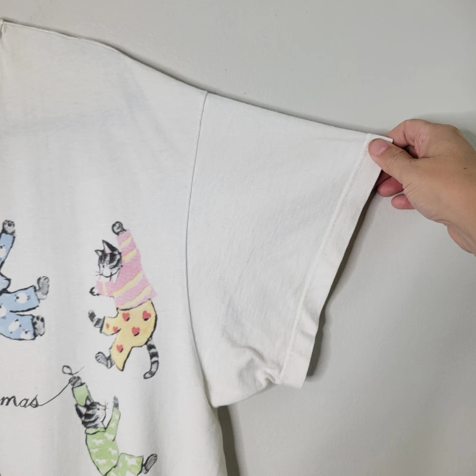 Hatley One Size The Cat's Pajamas Cream Short Sleep Shirt - Image 4 of 4
