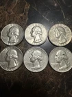 90 Percent Silver Quarters set of 6- 1964 Silver Coins (H12)