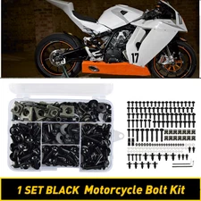 Motorcycle Fairing Bolt Kit Body Screw Set Replace Accessories Black Aluminium