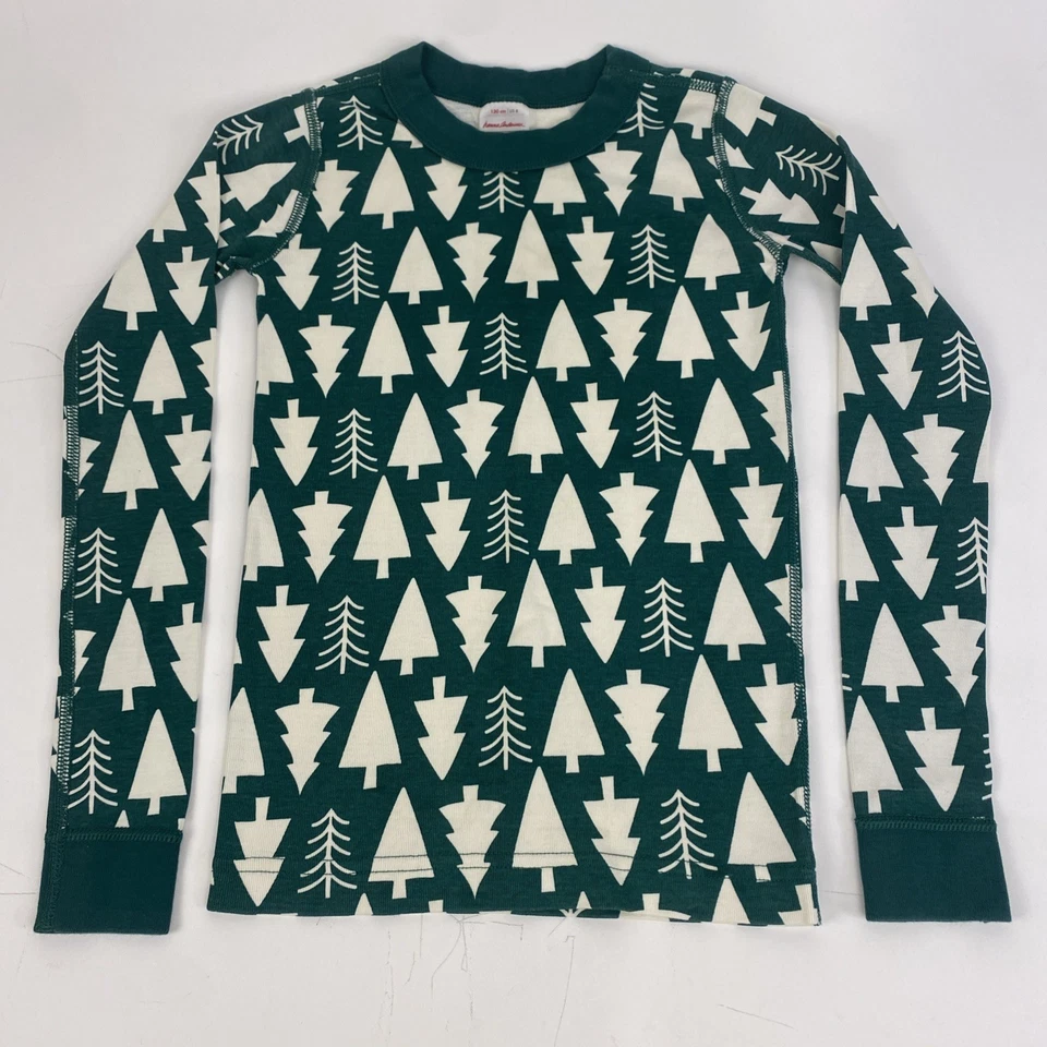 Hanna Anderson Ropa de Dormir Pijamas Niños Talla 8 Verde LS Algodón Orgánico Árboles de Navidad Foto 2 de 4