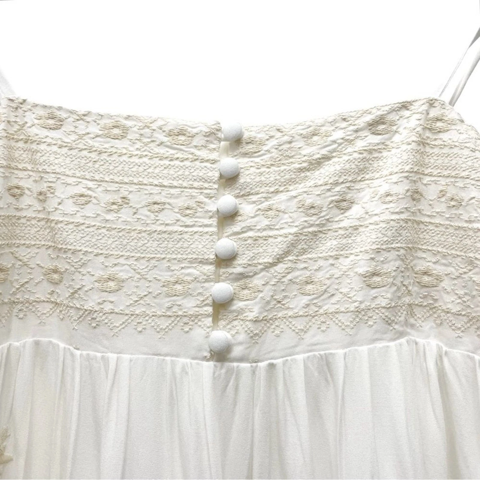 OFF WHITE Maxi abito donna Spiritual Gangster Dolce ricamato bianco sporco panna taglia XS