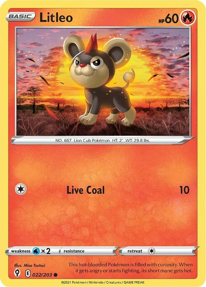 Litleo - 022/203 - Common (Near Mint) Evolving Skies - Fire Pokémon