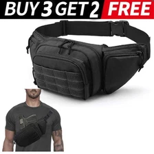 Tactical Pistol Waist Bag W/Gun Holster Belt Fanny Gun Mag Pouch Strap Sling#