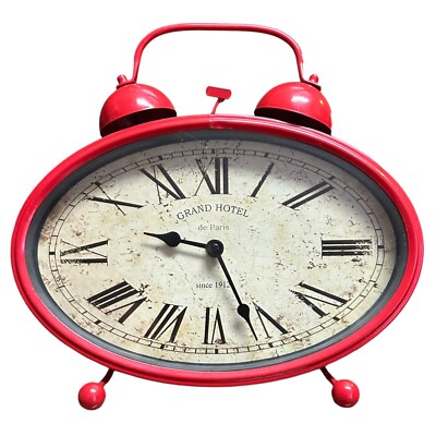 GRAND HOTEL Paris ヴィンテージアンティーク調時計型テーブル Retro Vintage Mantle CLOCK Red Metal Grand Hotel Paris Desk Shelf
