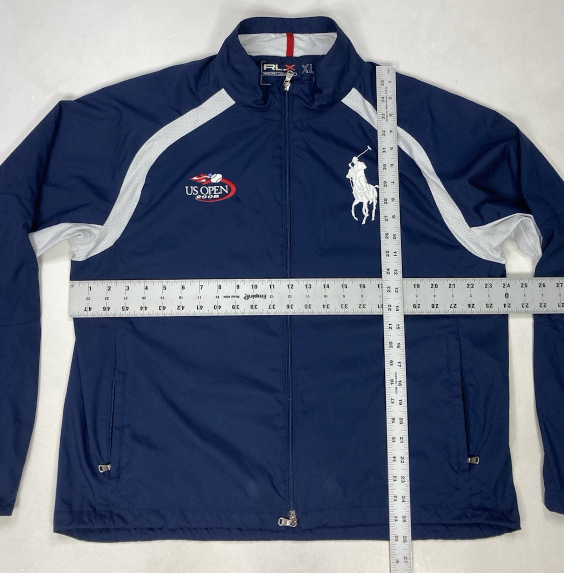 VINTAGE RLX Ralph Lauren US Open 2008 Tennis Jacket Men XL Blue