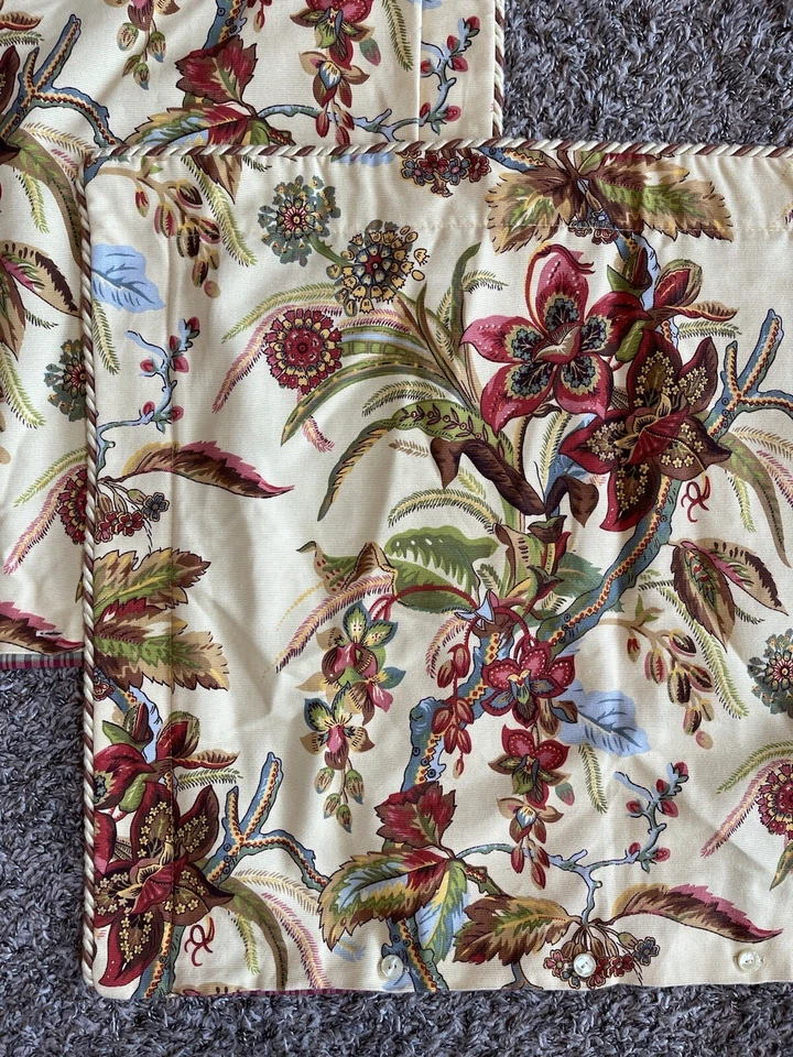 (2) ROSE TREE Jacobean Yellow Floral Pillow Shams Cases STANDARD/KING Striped - Image 4 of 4