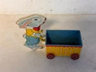 J. Chein & Co Tin Litho Bunny Rabbit Pushing Basket Made In U.S.A Vintage Easter