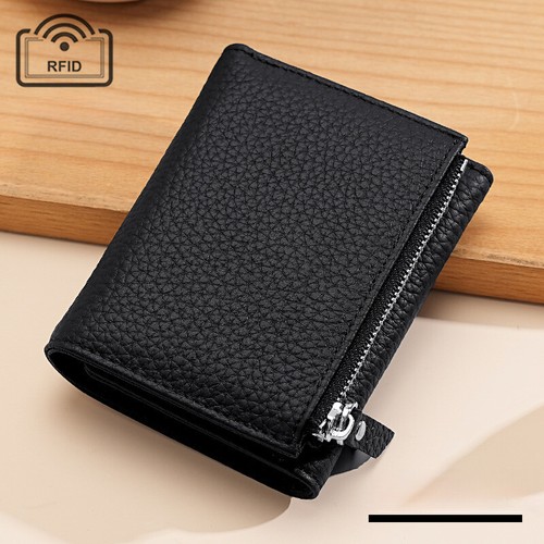 Ladies Quality Cowhide Trifold Wallet RFID Card Holder Zipper Coin Purse Design - Picture 6 of 18