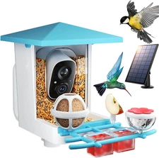 Smart Bird Feeder with Camera,Solar-Powered 2K HD Bird Watching Camera,3X Zoom &