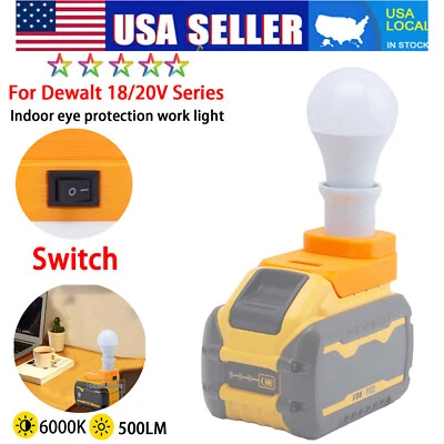 DEMKMILRI LED Work Light Bulb For Dewalt 20V Li-Ion Battery Portable E27 Bulb Lamp US