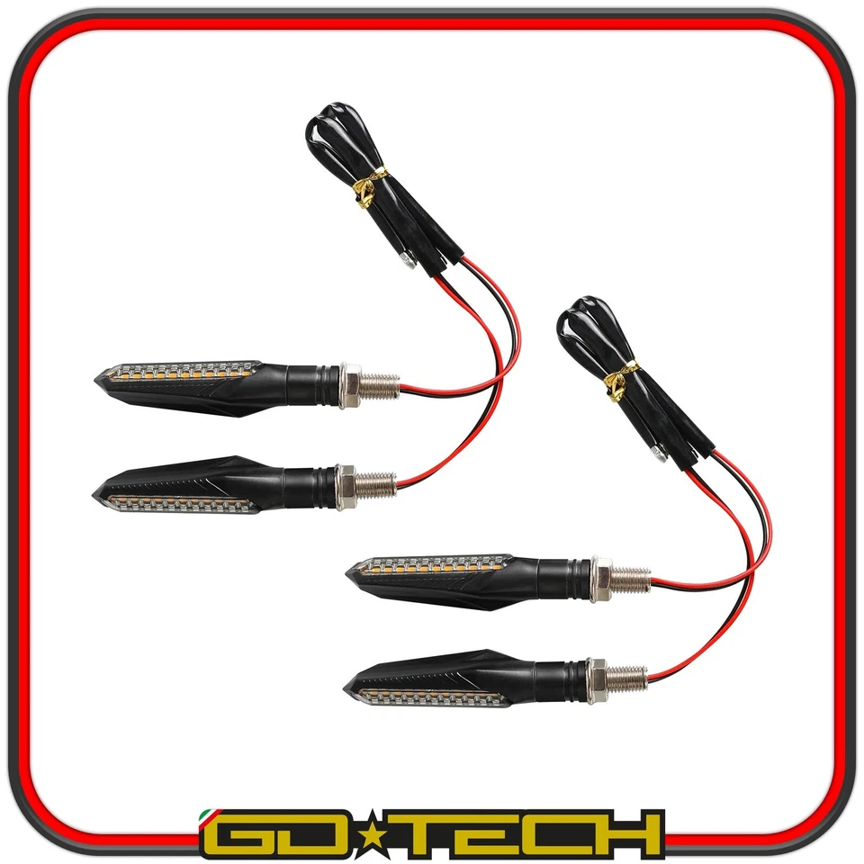 4 FRECCE MOTO LED SEQUENZIALI INDICATORI DI DIREZIONE LUCE ARANCIONE UNIVERSALI - Immagine 3 di 4