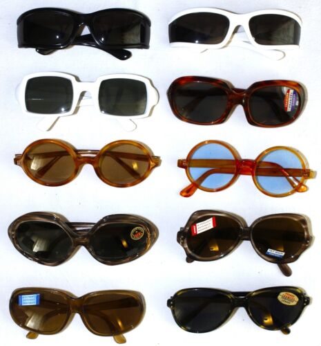 Lot 10 Vintage 1960/70s French New Sunglasses Oversized New Old Stock - Afbeelding 1 van 19