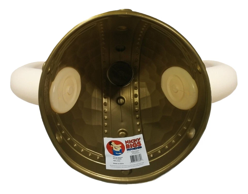 Casco vikingo medieval dorado para adultos con cuernos bárbaro disfraz de Halloween utilería Foto 3 de 4