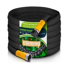 LAVEVE Flat Garden Soaker Hose 200 FT, Flexible Water Hose Irrigati... Fast Ship