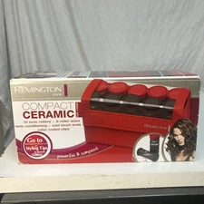 New in Box Remington Compact Ceramic Hot Hair Rollers H-1015 Red Black Travel 
