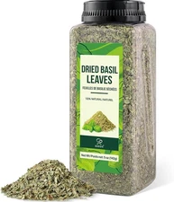 (Free Duty Tax) Soeos Dried Basil Leaves, 5 oz (142g), Sweet Flavor, Cut and