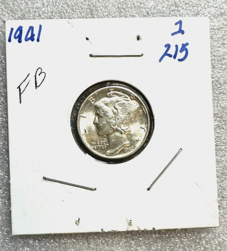 1941 Mercury Dime Silver Winged Liberty Low Mintage Full Bands BU
