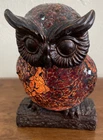 Vtg Tiffany Style Mosaic Stained Crackle Glass Owl Night Light Table Lamp  6.5"