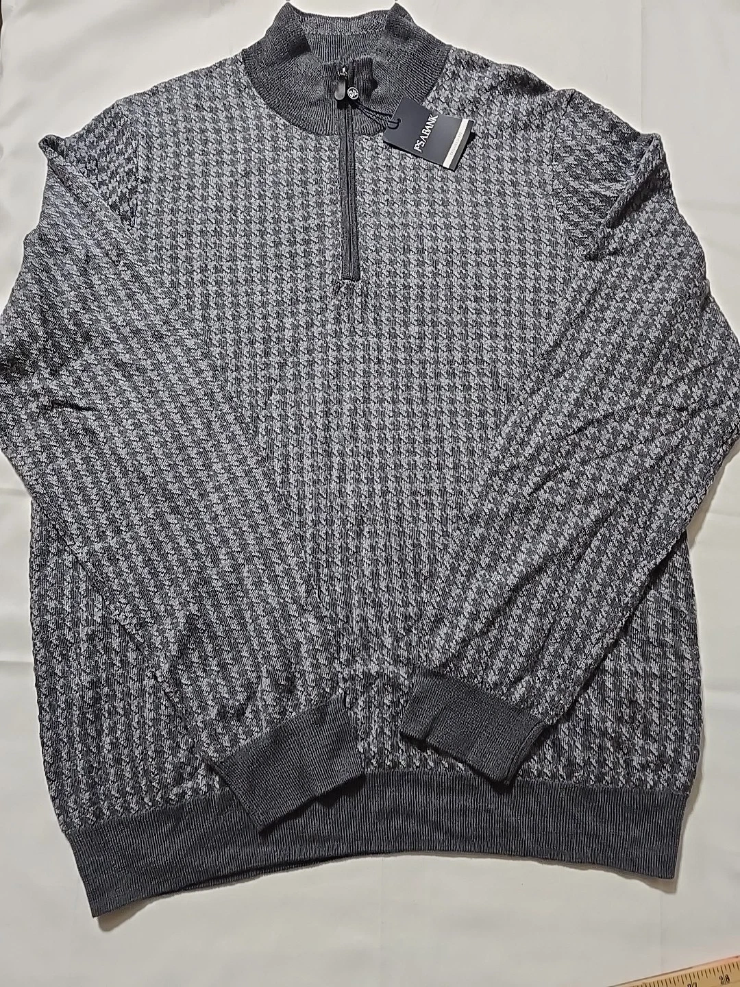 NWT Jos A Bank Sweater Pullover Mens XL Wool Gray Herringbone Tailored Fit