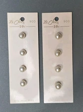 2 Vintage Le Chic 4 Pearlized Buttons - 3/8" On Button Card 