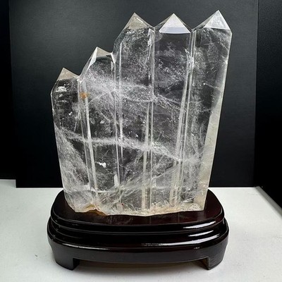 6.99LB Natural clear crystal quartz multi-stylusobelisk mineral reiki Decor+Base