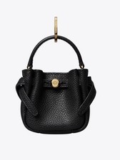 Tory Burch Romy Bucket Bag Charm Key Fob Black NWT 184996