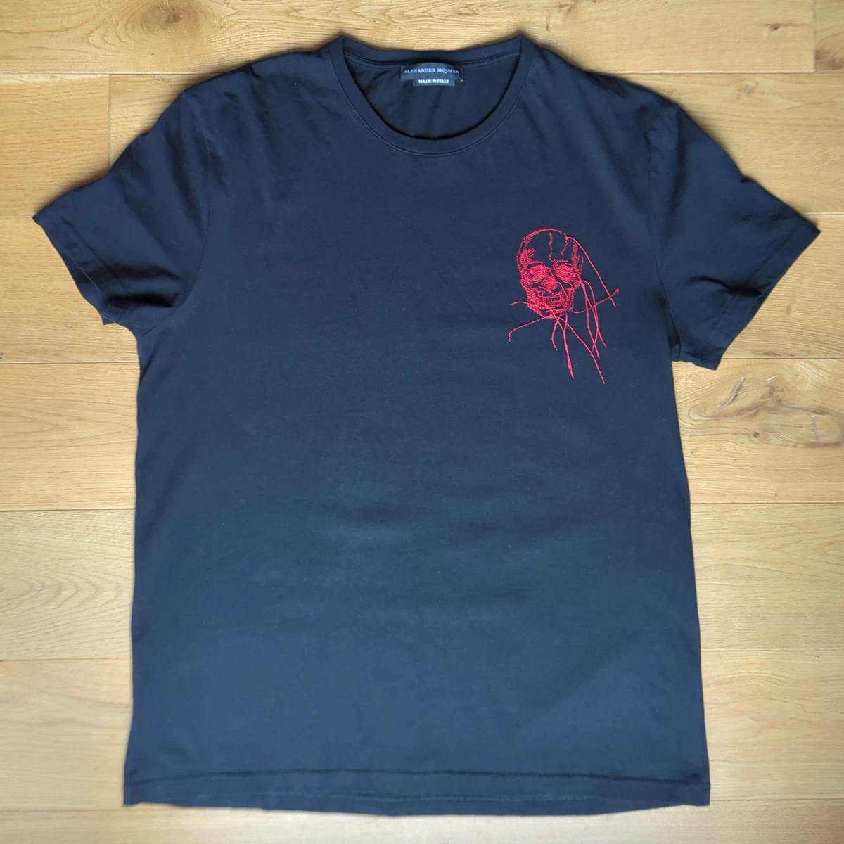 T-shirt Alexander McQueen Avec Crâne Brodé - Noir - Homme - Taille XL - Neuf Avec étiquette