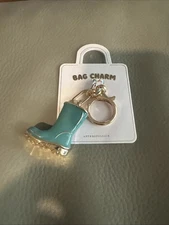 Anthropologie Splash Bag Rain Boot Bag Charm Keychain Green Multi Goldtone New