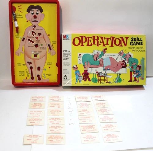 Vintage Operation Board Game Milton Bradley 1965 Smoking Doctor Box Incomplete