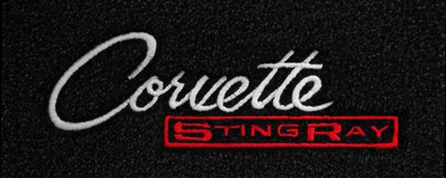 New 1963-1967 Chevy Corvette Black Floor mats w/ Corvette Sting Ray Embroidered - Picture 3 of 11