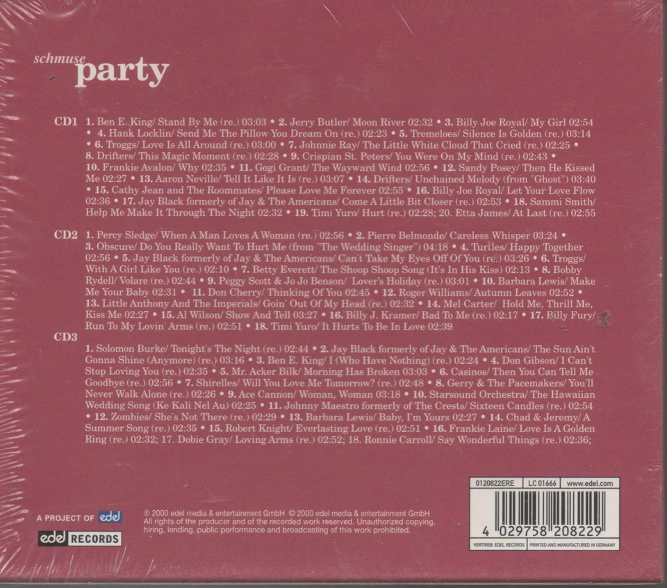 Schmuse Party 3CD Box NEU Ben E King Troggs Percy Sledge Zombies Moon river - Bild 2 von 2