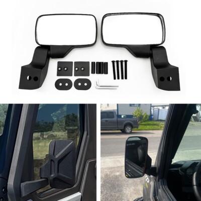 Ranger Door Mounted Side Mirrors For Polaris Ranger - Fits 2018-2023 Models With Full Doors, Foldable Black
