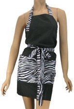 Hairstylist Dog Groomer Salon Apron In Black With Zebra Water Resist Finish