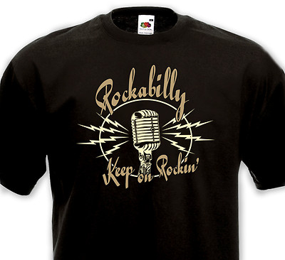 Rockabilly T-Shirt - Keep IN Rockin' 50's Microphone Old School Vintage Cash