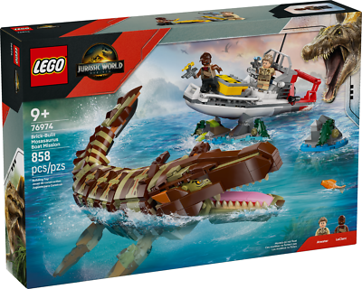 LEGO 76974 Jurassic World Rebirth Brick-Built Mosasaurus Boat