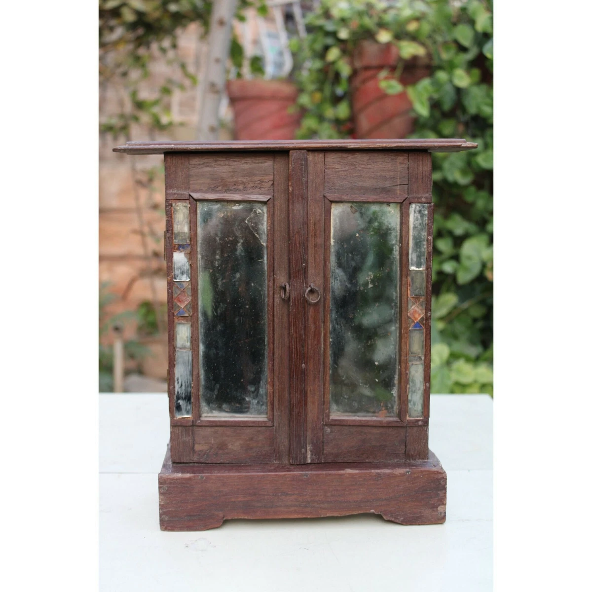Antique style Almirah 2 Doors with mirror Indian Wooden cabinet