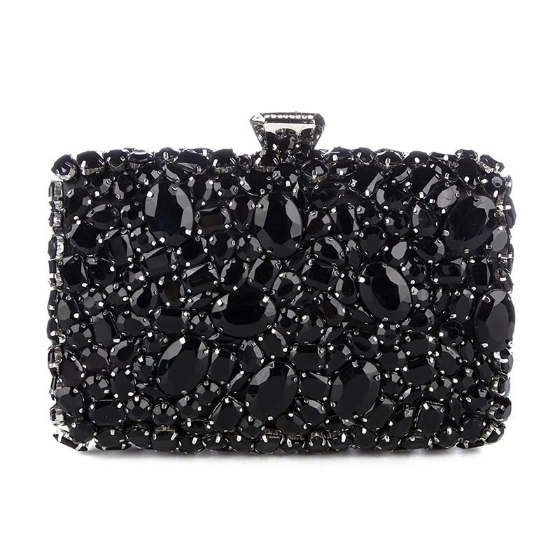 Black Cloth With Rhinestones Evening Bag / Clutch / Purse by 