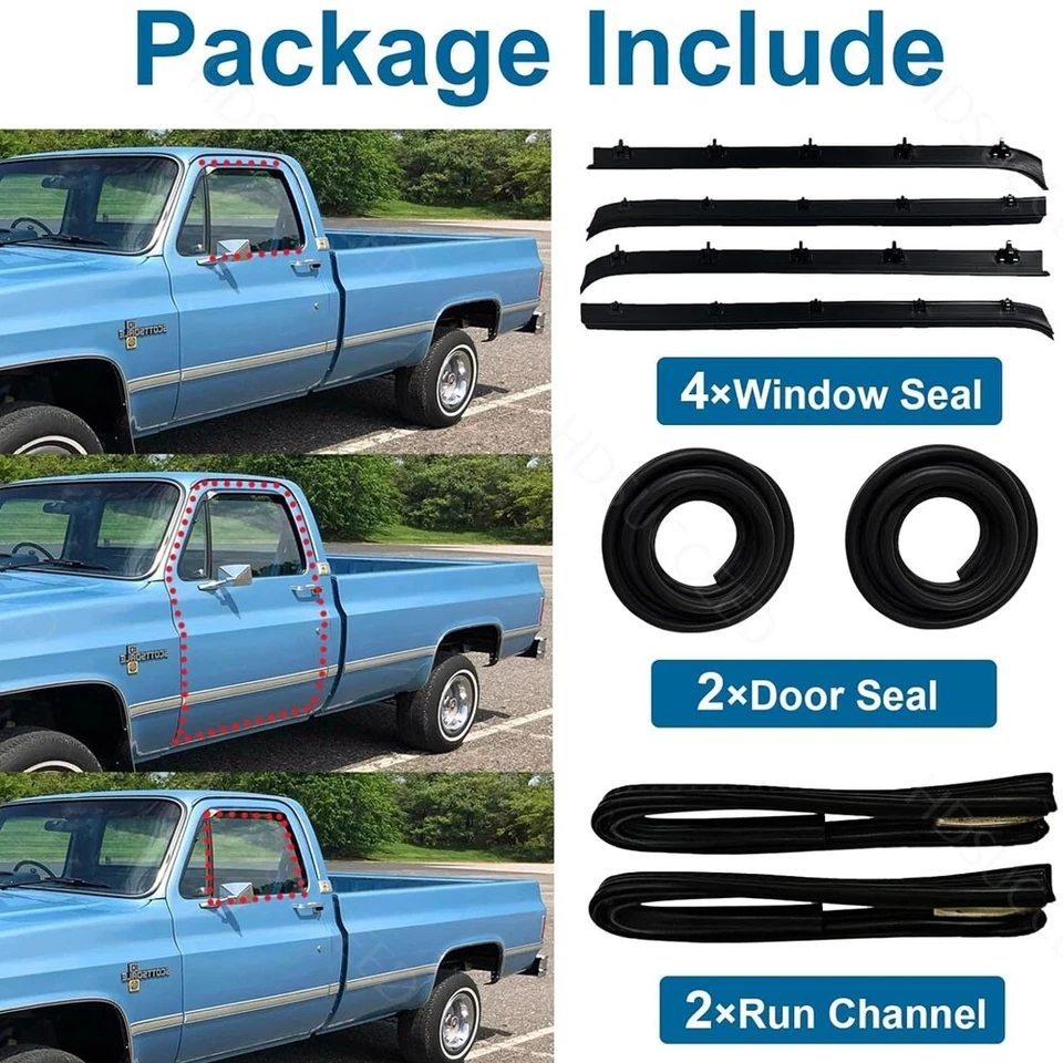 Juego de sellos de resistencia a la intemperie para ventana de puerta delantera para camioneta Chevy GMC Foto 2 de 4