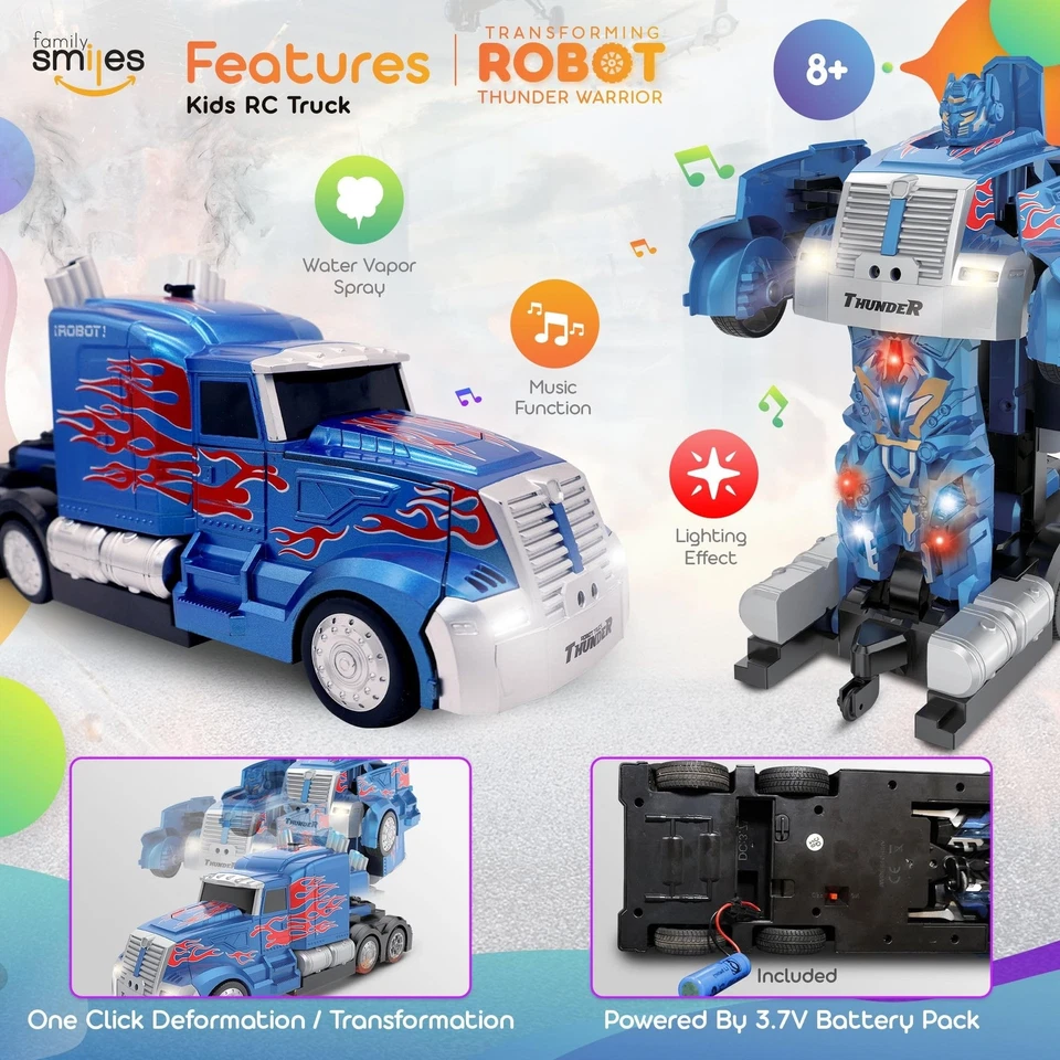 Kids Transforming Robot RC Truck Toys for Boys Ages 8-13 Years Remote Control... - Image 2 of 4