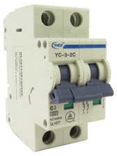 YuCo YC-3-2C Miniature Din Rail Circuit Breaker C-Curve 3-Amp 2P 480VAC 220VDC