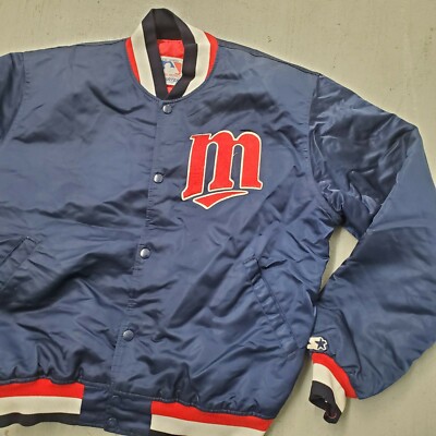 Vintage Starter MLB Minnesota Twins Snap Satin Bomber Jacket Mens
