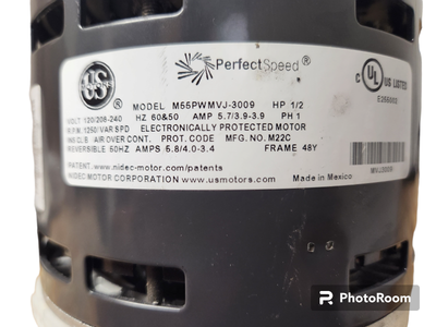 OEM 1/2 HP Furnace Blower Motor US Motors M55PWMVJ-3009 Goodman 
