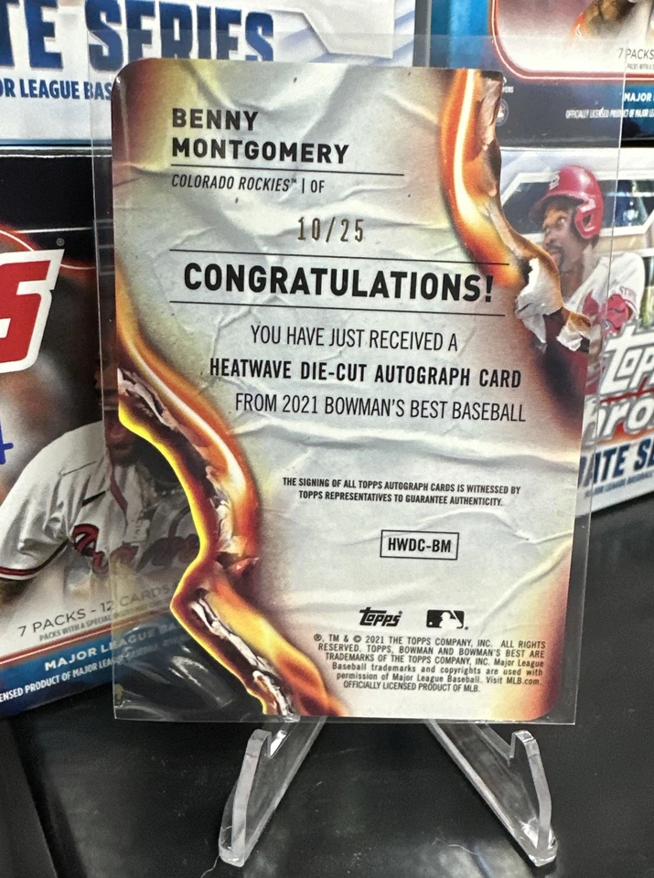 2021 Bowman’s Best Benny Montgomery Die-Cut Heatwave /25 Auto # HWDC-BM Rockies - Image 2 of 2